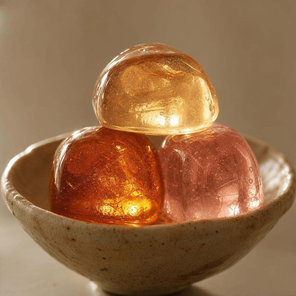 Vegan supplement gummies arranged in a ceramic dish