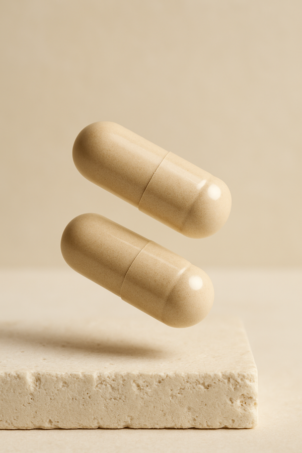 Floating capsules from the collection of vegan vitamins and supplements showcasing their natural design and quality
