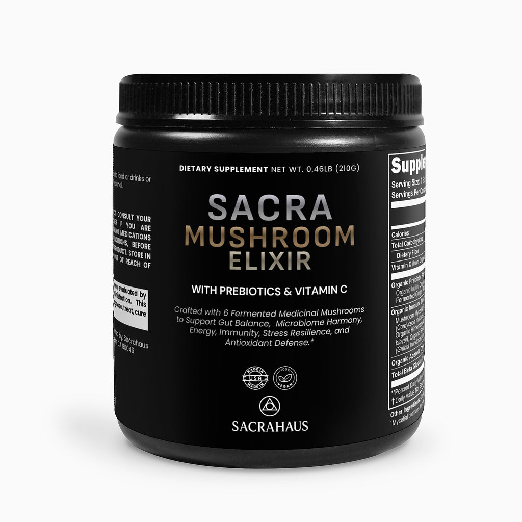 SACRAHAUS Mushroom Blend Elixir with Prebiotics and Vitamin C for gut health and immunity