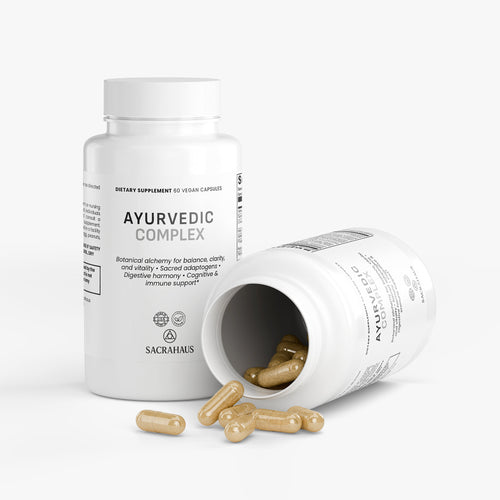 SACRAHAUS Ayurvedic Complex Supplement in a bottle with 60 vegan capsules for wellness and immune support