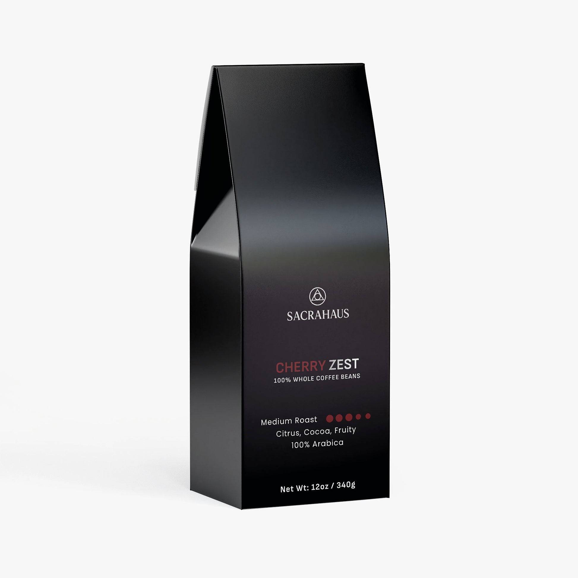 SACRAHAUS Cherry Zest Coffee Medium Roast featuring 100 percent whole coffee beans with citrus and cocoa notes