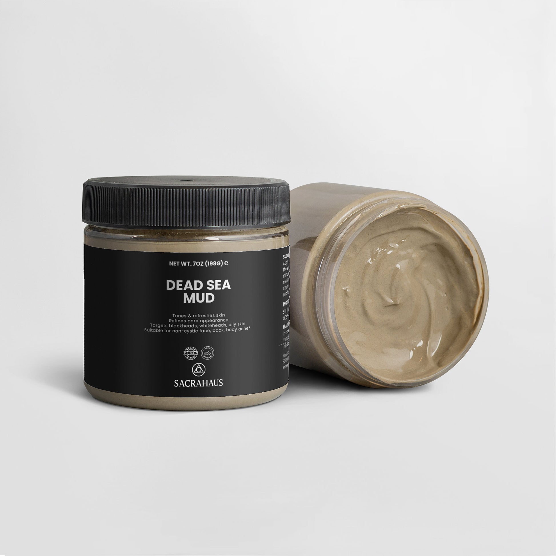 SACRAHAUS Dead Sea mud mask in a jar with a creamy texture perfect for skincare routines