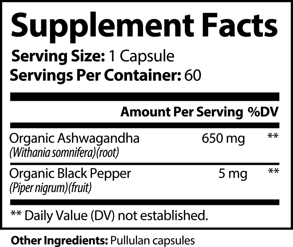 Supplement facts label for SACRAHAUS natural extracts with herbal supplements for anxiety 