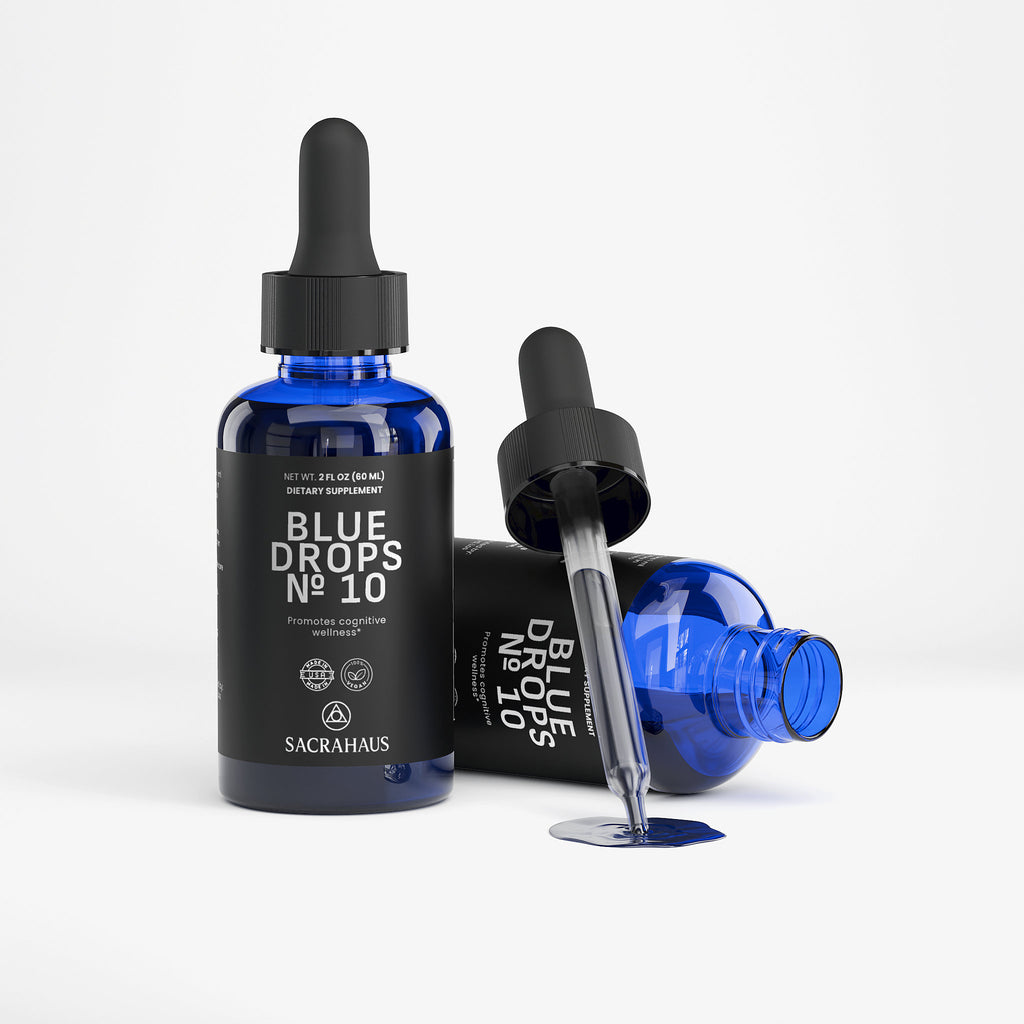 SACRAHAUS Methylene blue drops supplement in blue glass bottles for cognitive support