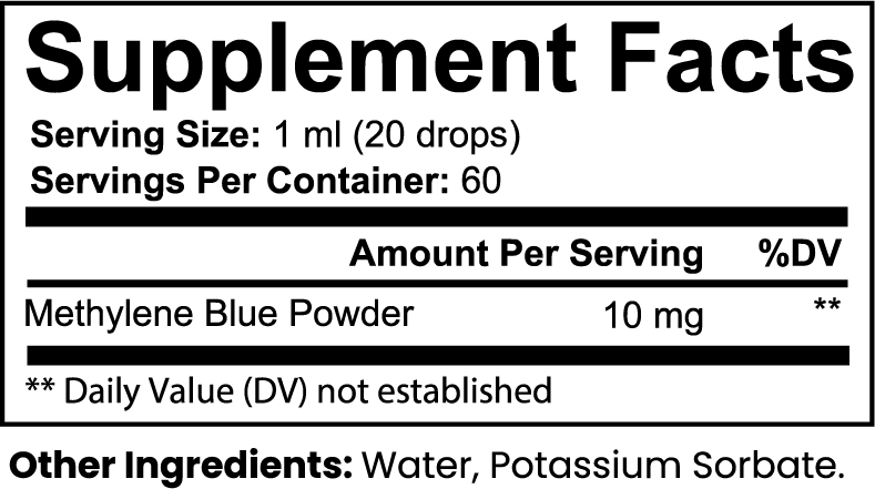 SACRAHAUS Methylene Blue Drops Supplement in a dropper bottle for health and wellness support