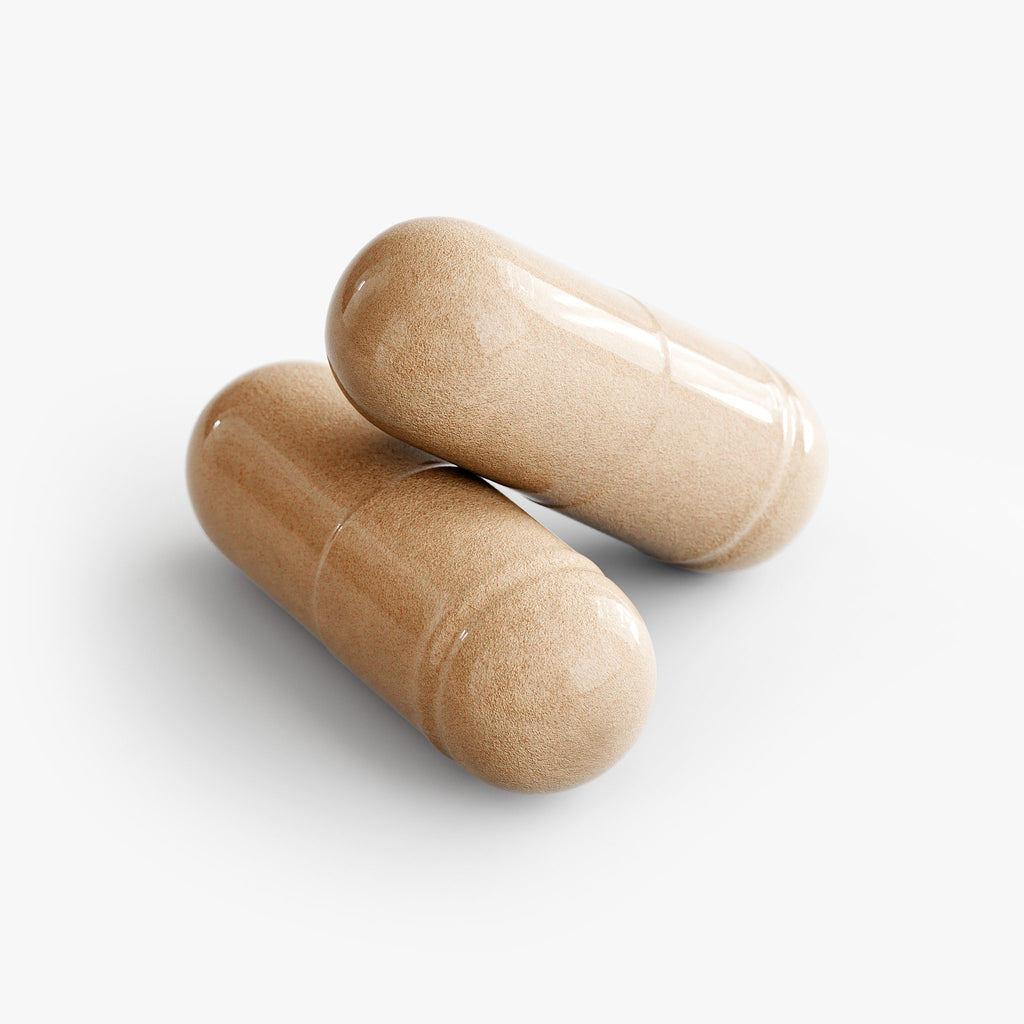 SACRAHAUS mushroom complex supplement capsules in a natural beige color for health benefits