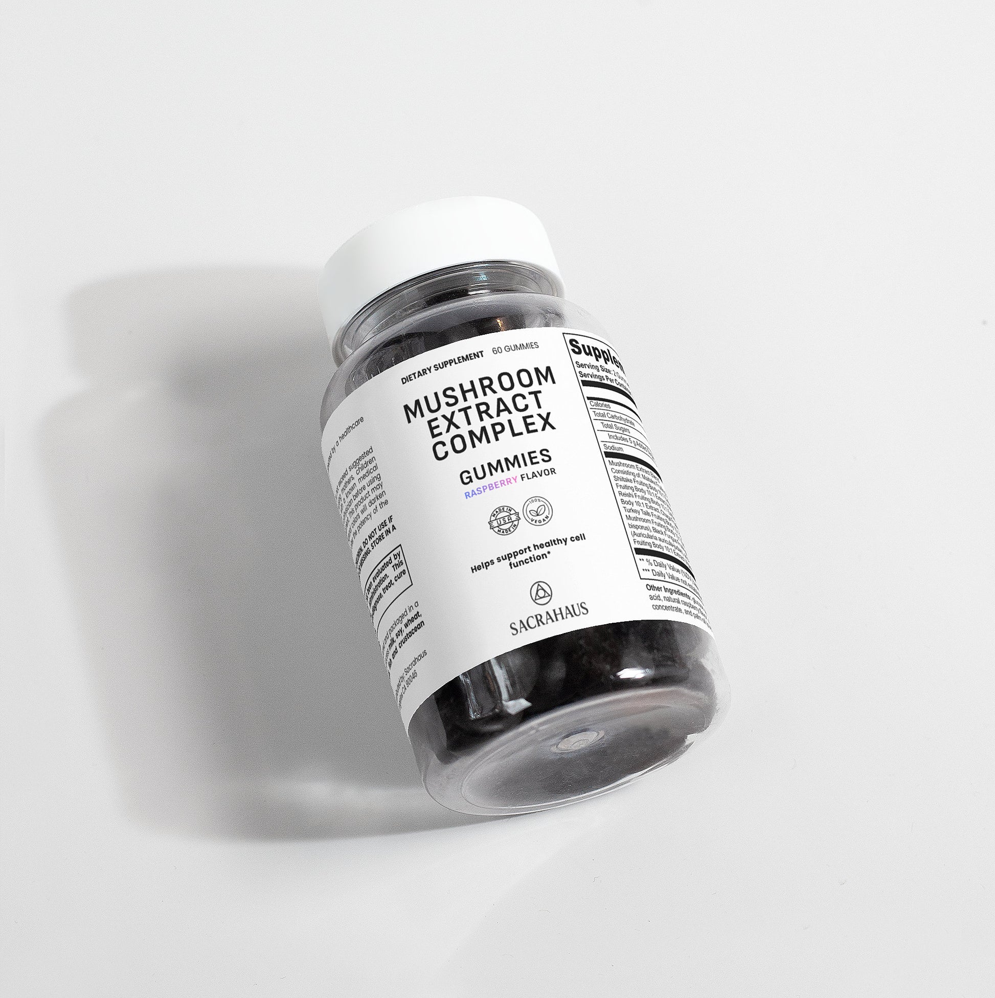 SACRAHAUS Mushroom Extract Complex Gummies Bottle with Natural Flavor for Wellness Support