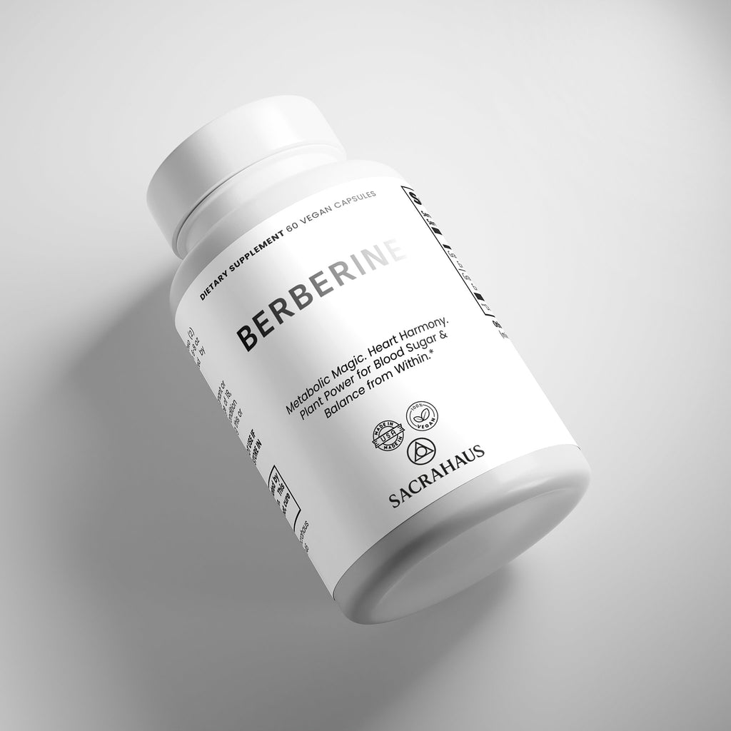 SACRAHAUS vegan berberine supplement bottle for weight management and metabolic support