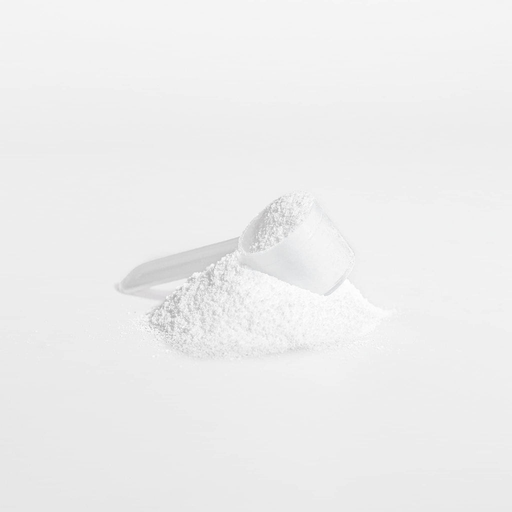 SACRAHAUS vegan creatine monohydrate powder with a measuring scoop for muscle building