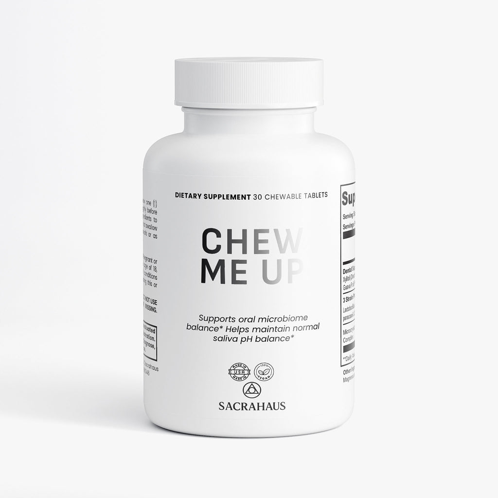 SACRAHAUS Chew Me Up Dietary Supplement Bottle of 30 Vegan Dental Health Chewables for Oral Microbiome Support