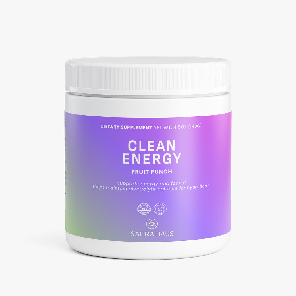 SACRAHAUS Clean Energy Fruit Punch Pre-Workout with Vegan Energy Powder for Focus and Hydration