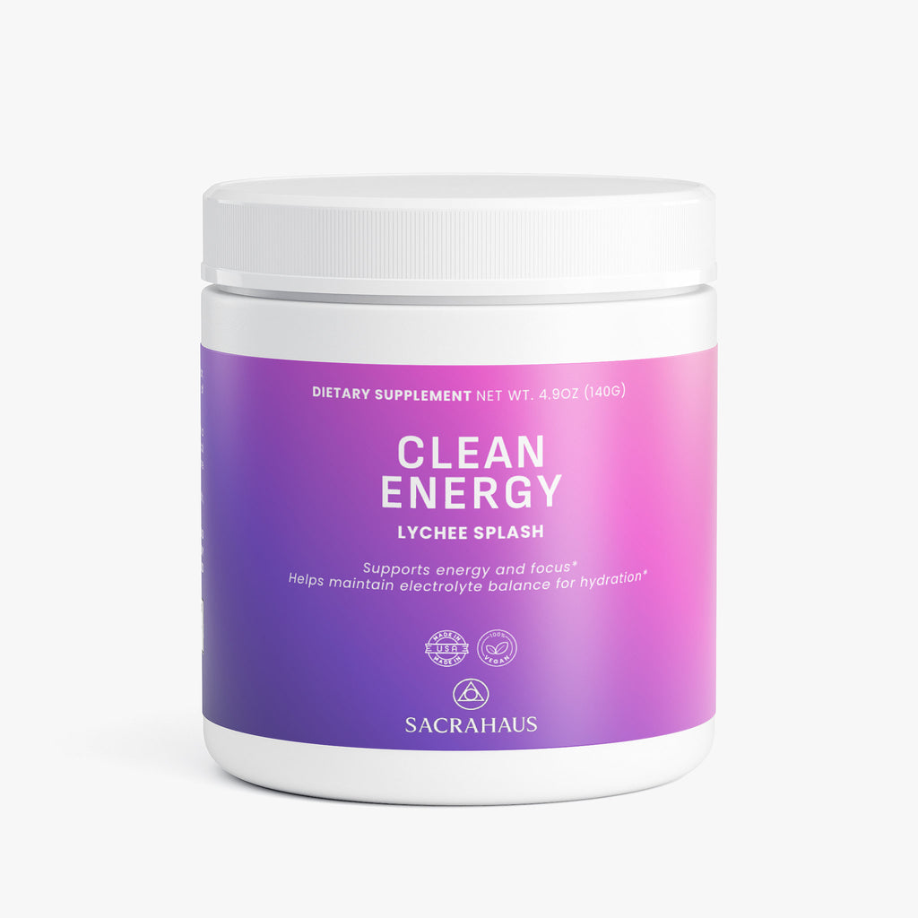 SACRAHAUS Clean Energy Lychee Splash Pre-Workout Supplements with vegan energy powder for hydration