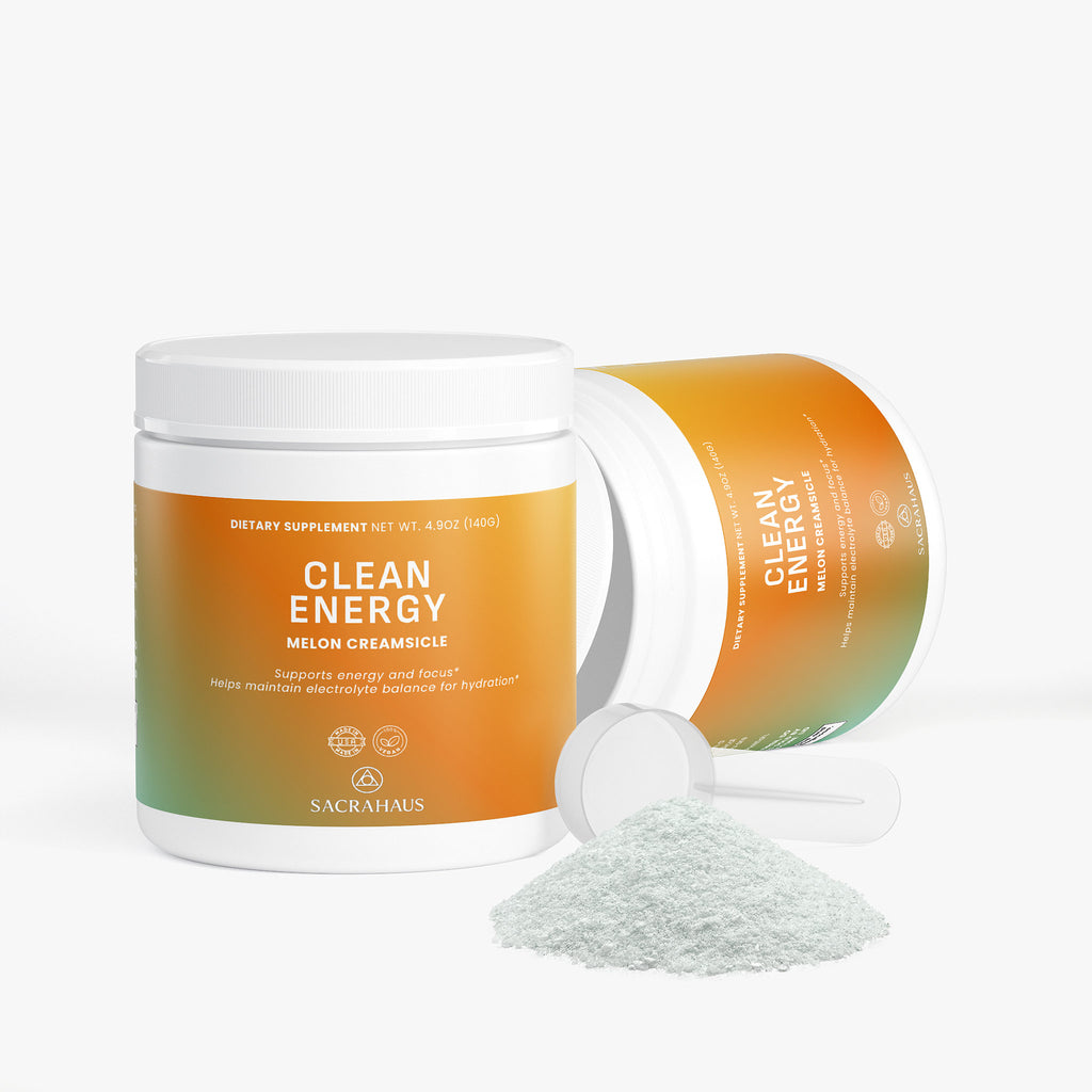 SACRAHAUS Clean Energy Melon Creamsicle Vegan Energy Powder for sustainable energy and hydration