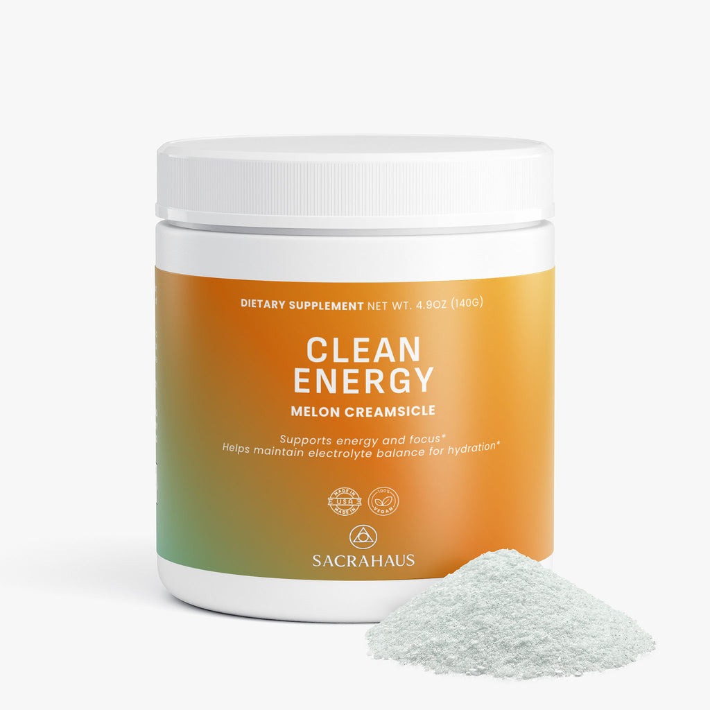 SACRAHAUS Clean Energy Melon Creamsicle Vegan Energy Powder for focus and hydration support