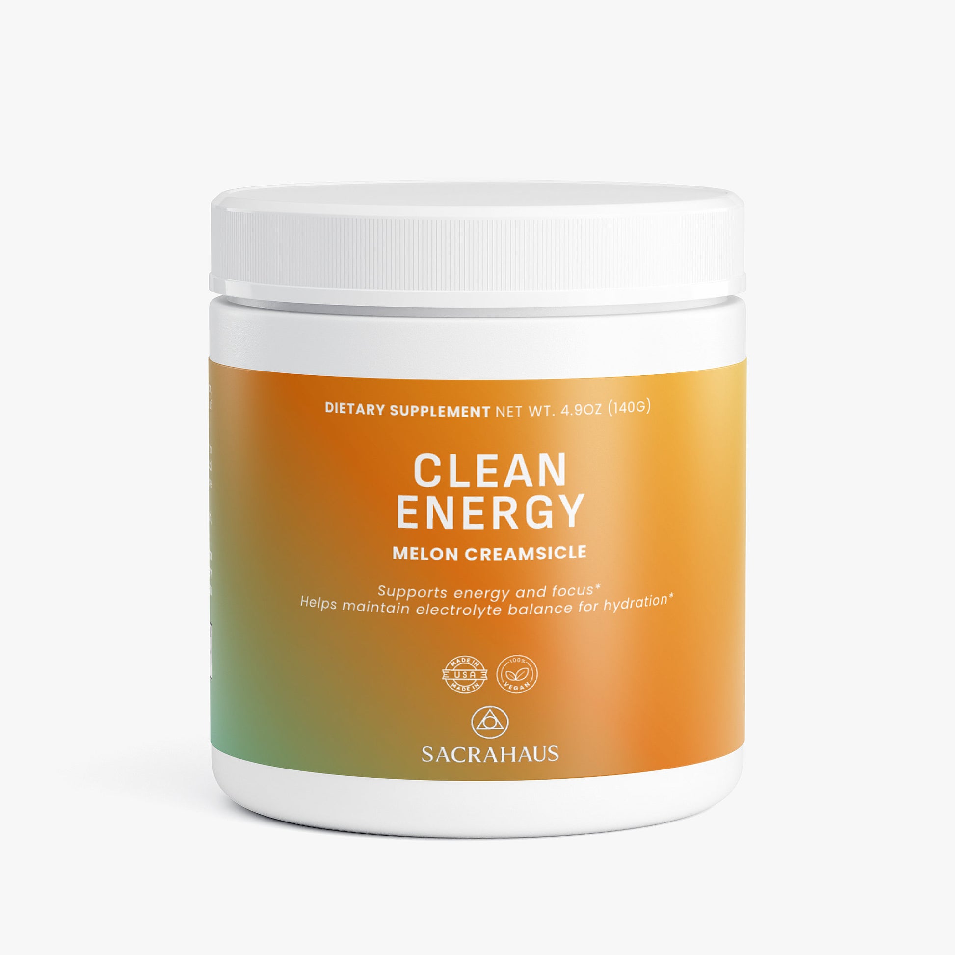 SACRAHAUS Clean Energy Melon Creamsicle Vegan Energy Powder for energy and focus support