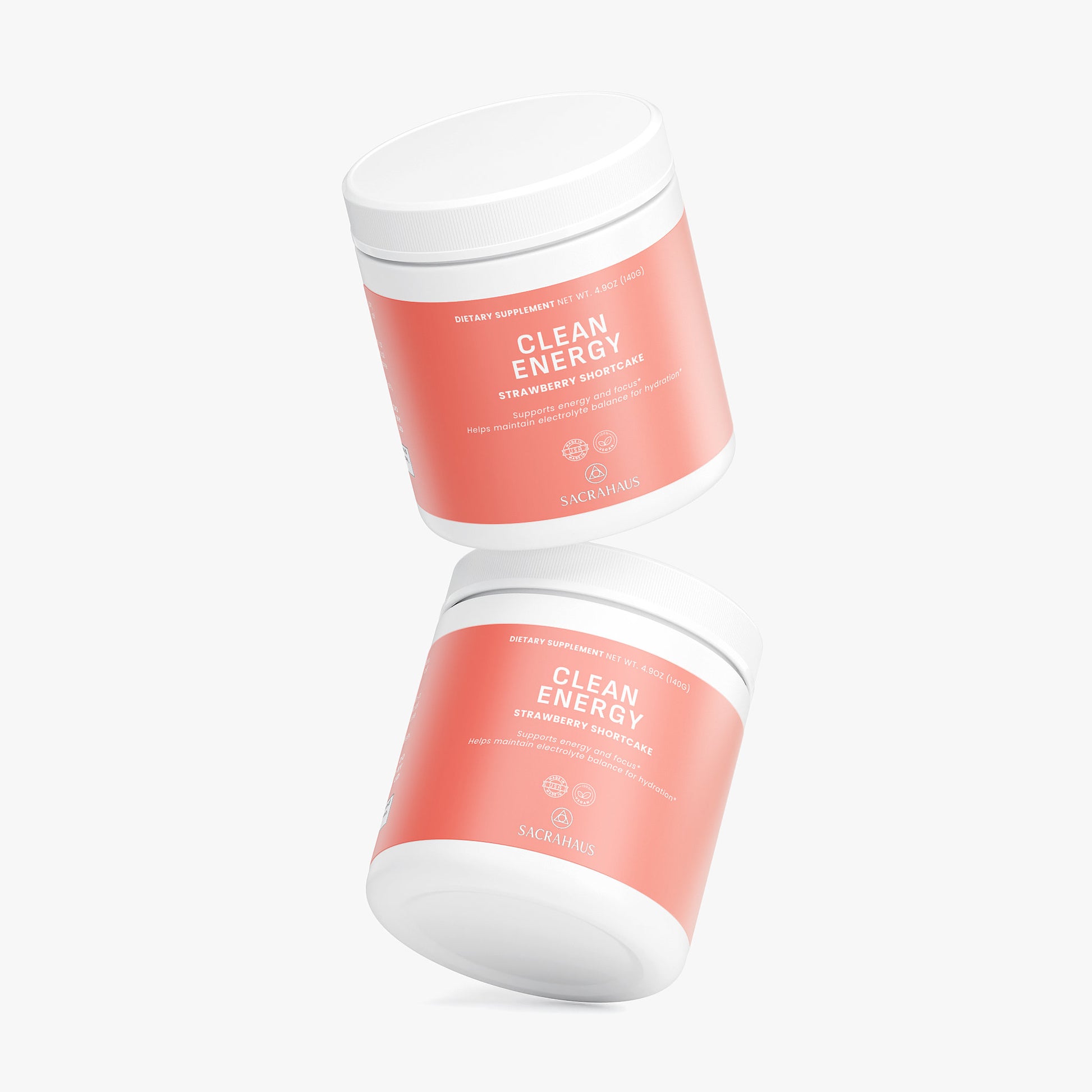 SACRAHAUS Clean Energy Vegan Energy Powder in Strawberry Flavor for Pre-Workout Boost