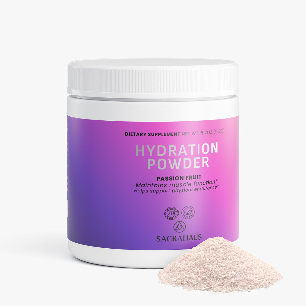 SACRAHAUS Vegan Hydration Powder in Passion Fruit Flavor for muscle function and physical endurance