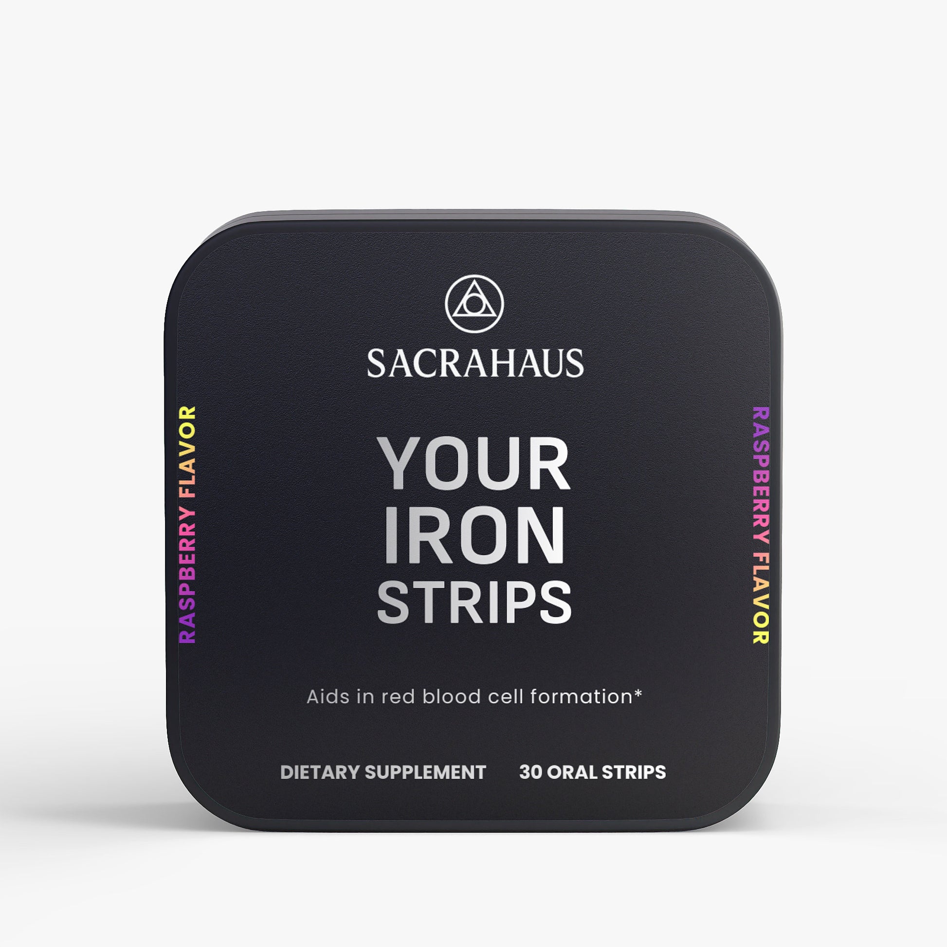 SACRAHAUS Your Iron Strips Vegan Iron Supplements in Raspberry Flavor for Red Blood Cell Formation