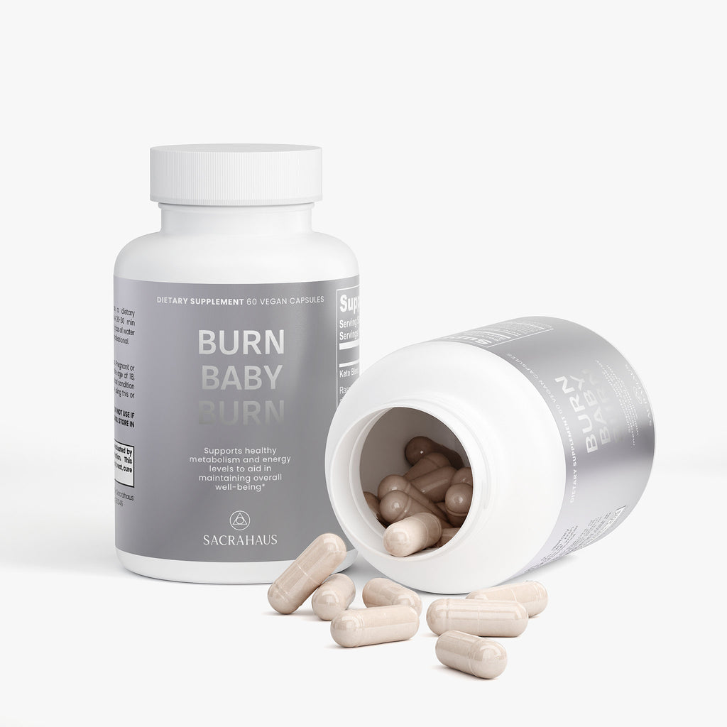 SACRAHAUS Burn Baby vegan keto supplement in capsules supporting healthy weight management and energy levels