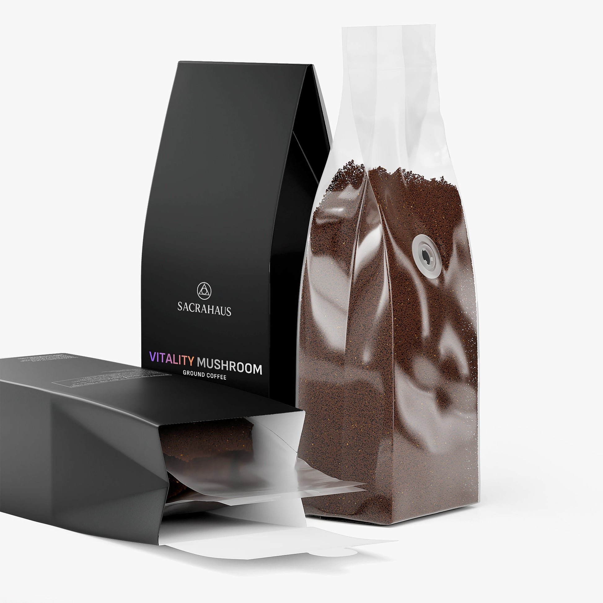 SACRAHAUS Vitality Mushroom Coffee Pack with Ground Coffee for an Energizing Beverage