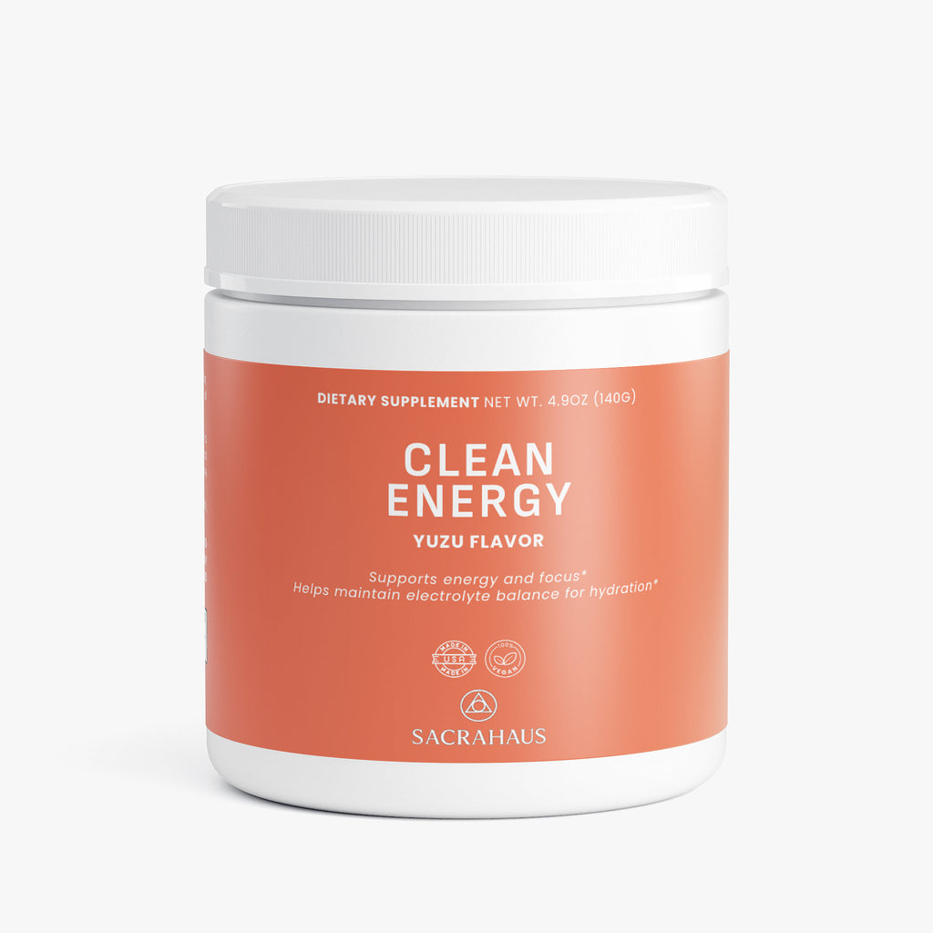 SACRAHAUS Clean Energy Pre-Workout Supplement in Yuzu flavor for energy and focus