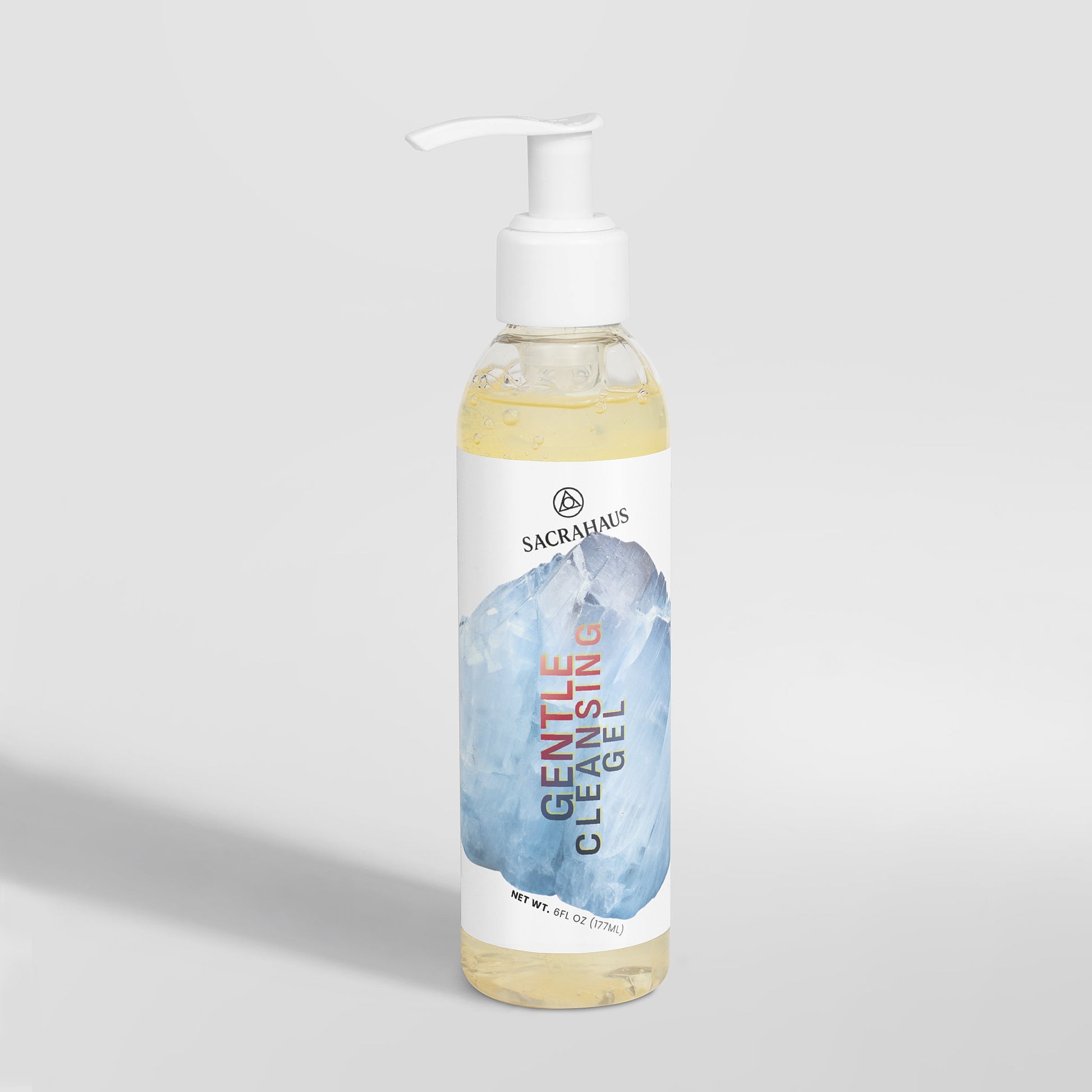 SACRAHAUS gentle cleansing gel in a clear bottle with a pump for effective facial care